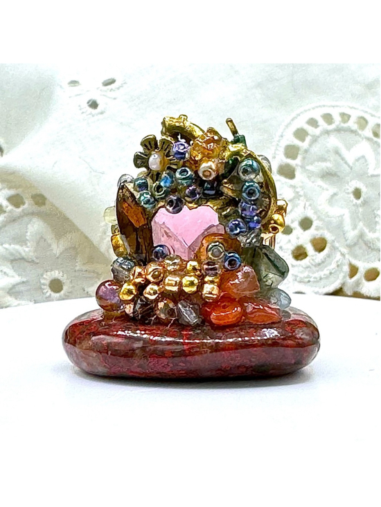 Cynthia Page-BoEnvie Charm Other - Unique Handmade “Little Rock” Adorned with seed beads.
